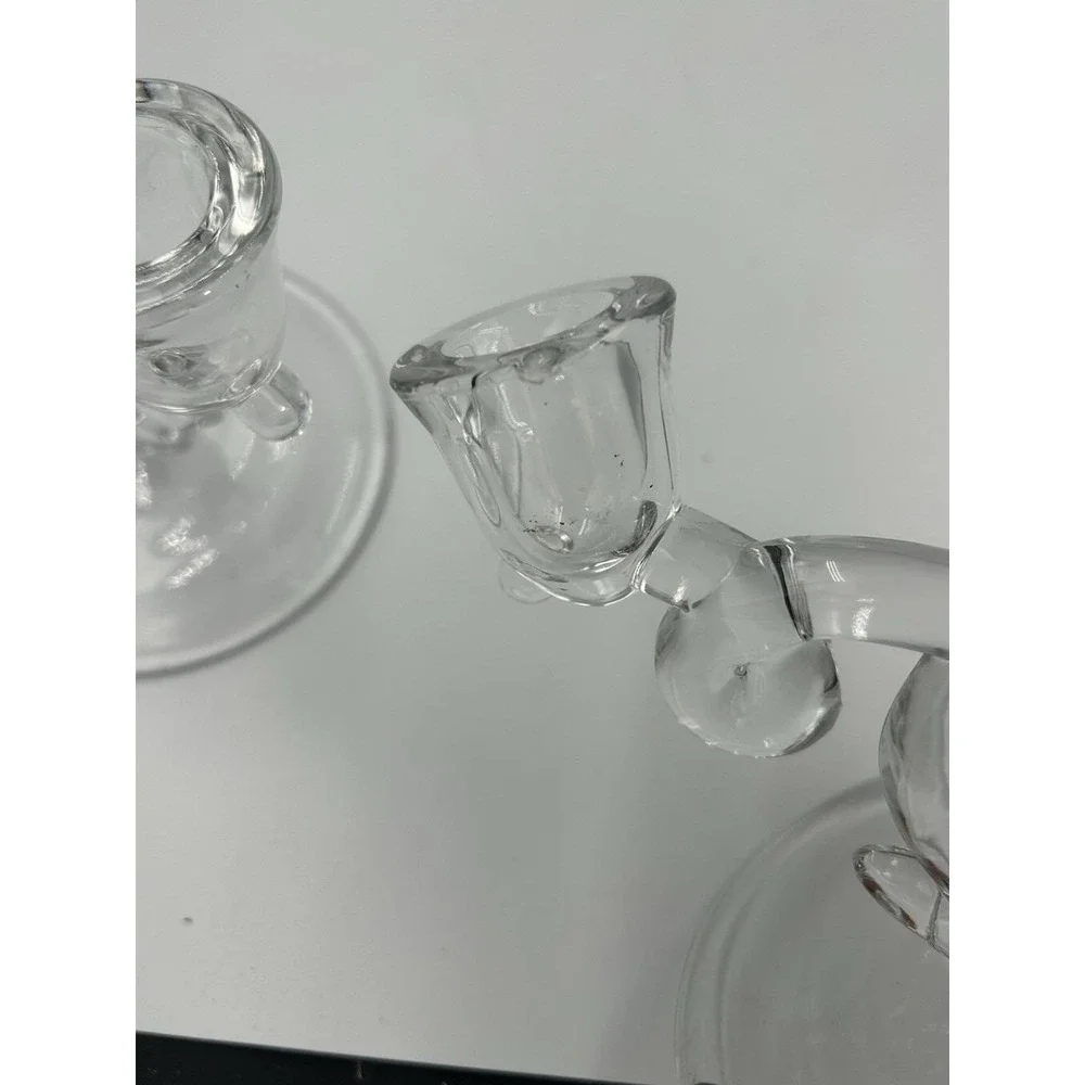 Vintage Glass Candlesticks Duette by Fostoria. 1930s to The 1940s Set of 2 Rare